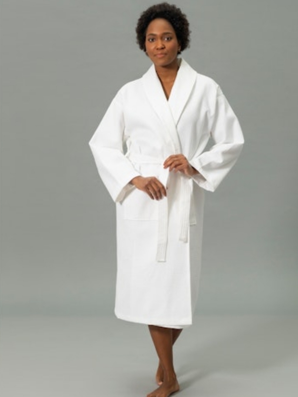 Matouk Waffle Robe White Size Medium/ Large - Picture 2 of 11